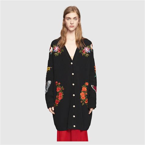 gucci fuzzy cardigan|Gucci embroidered oversized cardigan.